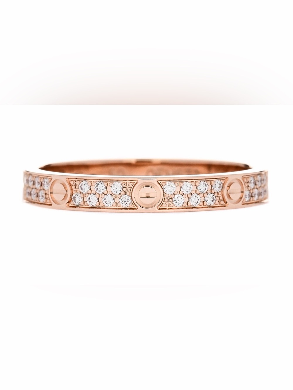 Cartier LOVE 18K Pink Gold Diamond 2.6mm Paved Band Ring 50 5.25 - Picture 6 of 10
